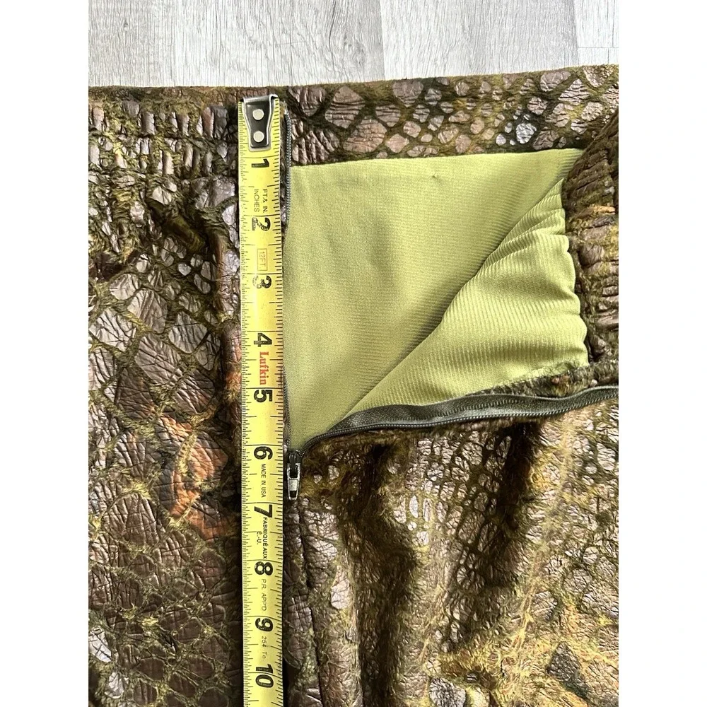 Design Todays Maxi Skirt Long Alligator Crocodile USA Made Brown Size 1X Vintage